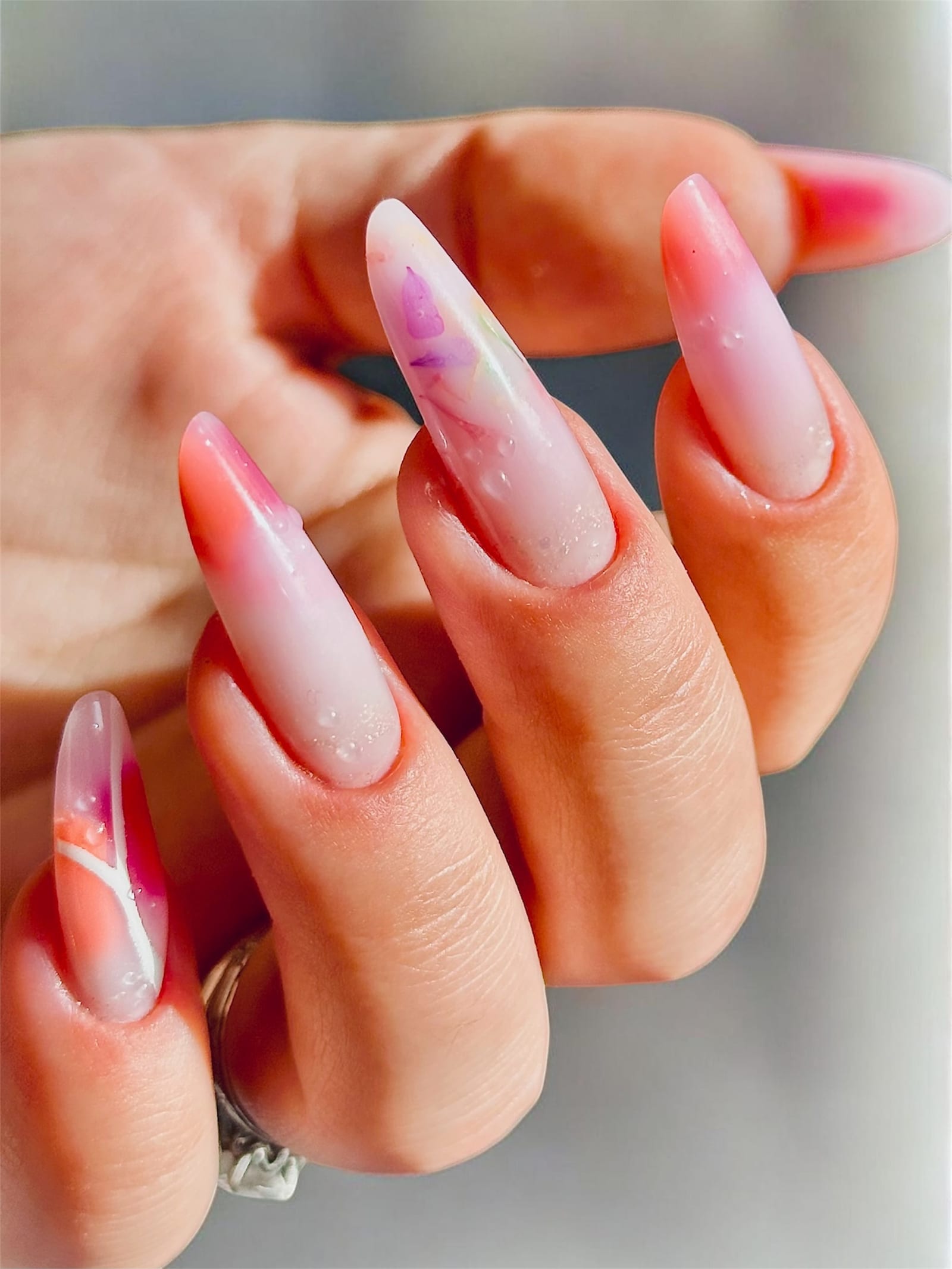 Rallongement Nail Art Fleur séchée
